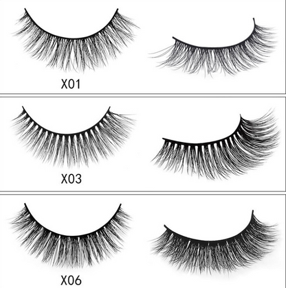 3D Mink Eyelashes, 3 Pairs of Natural Fiber eyelashes, Long False Eyelashes, Faux Mink False Eye lashes, Handmade eyelashes, Reusable eyelashes, Thick Black Fake EyeLashes, velvet, beauty store, lash, lashes, fake eyelashes, velvet, accessories 