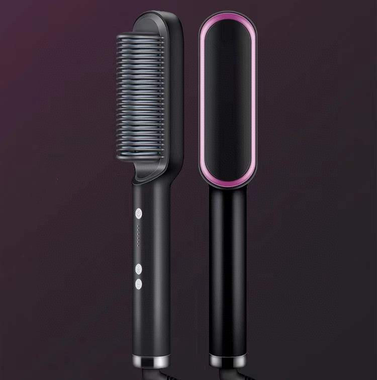 2 In 1 Hair Straightener, Hot Comb Negative Ion Curling, Electric Hair Brush, Styling Comb, Hair Curler, Portable Electric Straightening Comb, velvet, hair, hair accessories , velvet, essential hair products, hair ironing comb, portable straightener , portable straightening comb, brush, beauty store, beauty supplies