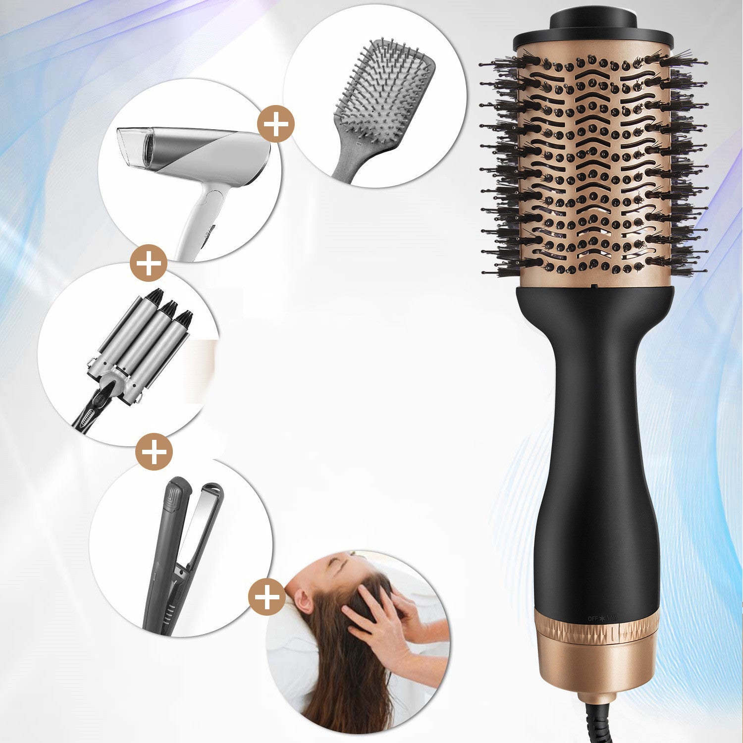 Hot air Comb, Hair Straightener, 24K Gold, Hair Dryer, hair Volumizer, Professional Blowout Hair Dryer Brush, 4 in 1 Hair Dryer and Styler, Volumizer, Professional Salon Hot Air Brush, for All Hair Types, velvet, hair style, hair detailing , hair products, hair accessories , velvet, curly hair, straight hair, wavy hair, all hair products, sale