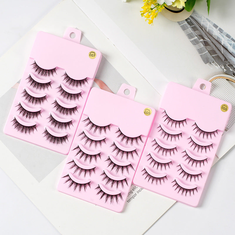 5 Pairs Pre-Glued Manga Lashes, Anime Cosplay Natural Wispy Artificial eyelashes, False Eyelashes, Cat Eye, Kitty Eye, Lashes, velvet, women lashes, beauty store, hair, accessories , women essential, women makeup , makeup tools