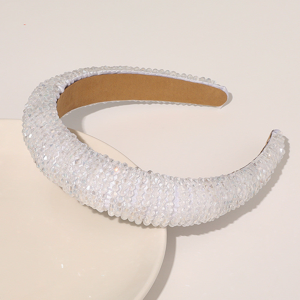 Sponge Wide Brim, Handmade Headband, Fashion Rhinestone Headband, Women Padded Headband, Fancy Bling Diamond Sparkle Crystal Beaded Headband, Cute Hair Band, Holiday Hair Accessories, For Women Girls Day, Sweetest Day Gifts, velvet, hair accessories , hair tools, beauty store, hair detailing , hair styling, hair style, curly hair, straight hair , wavy hair