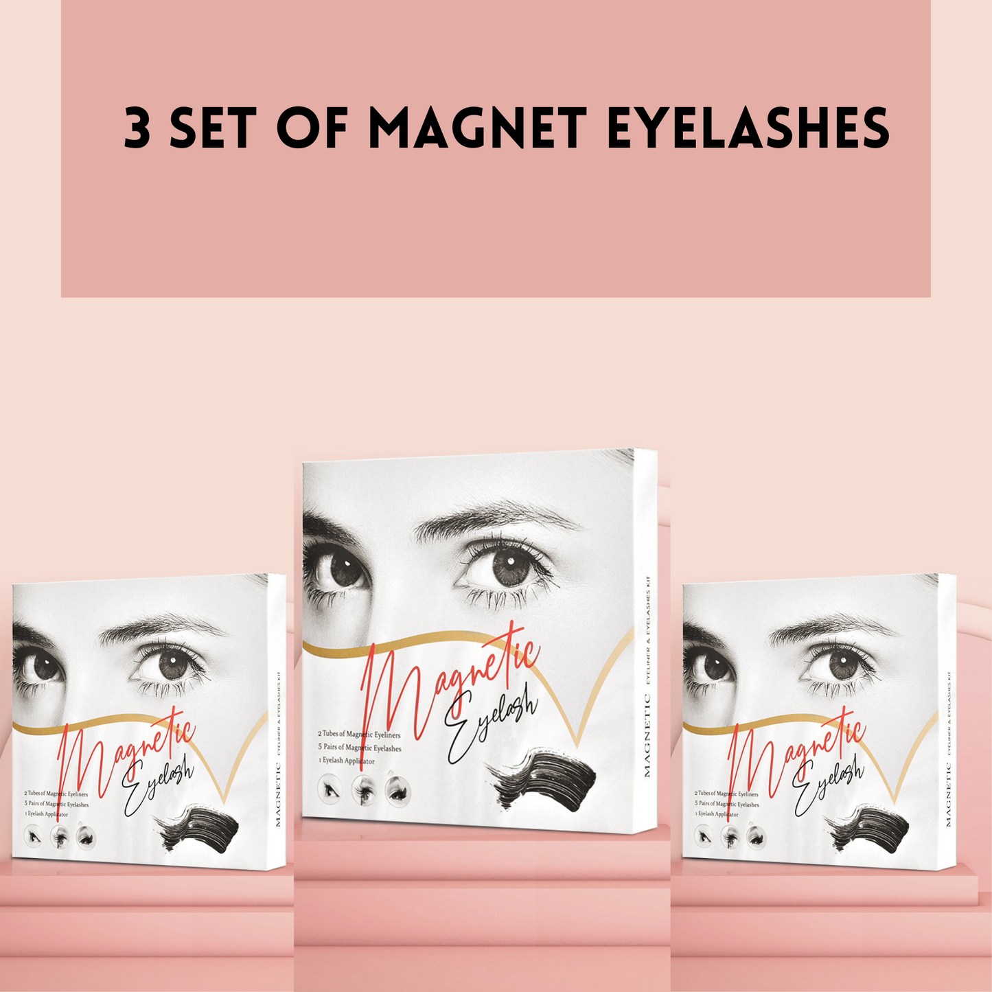 Magnetic Eyelashes with Eyeliner Kit, Reusable Magnetic Eyelashes, Magnetic lashes Natural Looking with Magnetic Eyeliner & Tweezers