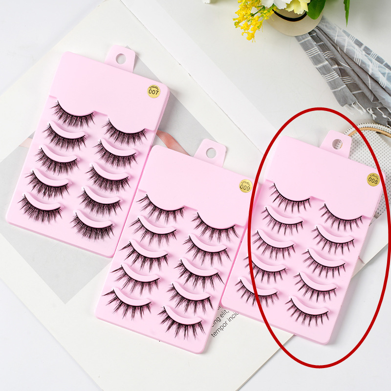 5 Pairs Pre-Glued Manga Lashes, Anime Cosplay Natural Wispy Artificial eyelashes, False Eyelashes, Cat Eye, Kitty Eye, Lashes, velvet, women lashes, beauty store, hair, accessories , women essential, women makeup , makeup tools