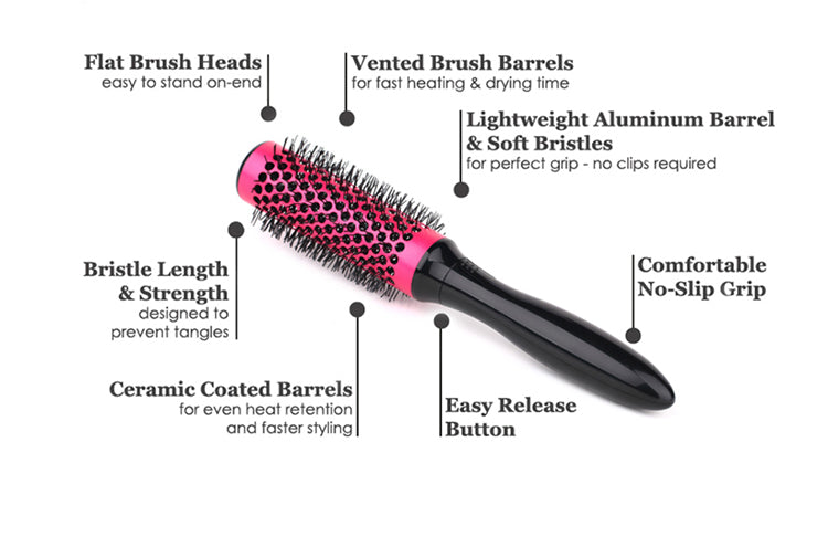 Professional Hair Dressing Brushes, Ceramic Iron Round Comb, Beauty Hair Blowout Brush Set, Round Brush Set, Hairstyling Beauty Tools, velvet, hair accessories , hair styling, hair products , essential hair Product , hair brush, hair comb, brushes set