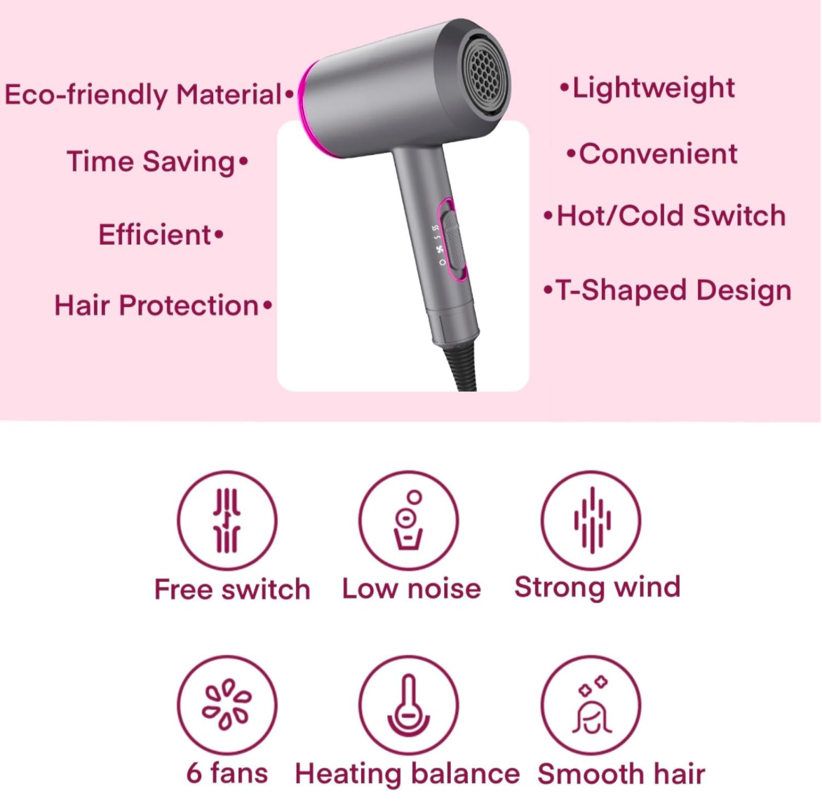 Hotel Hair Dryer, 2000W Ionic Hair Dryer, Professional Negative Ion Hair Blow Dryer, Diffuser, Nozzles, for Curly Hair, Powerful AC Motor, for Women Men Kids, Salon tools, hair, hair accessories , hair care products, velvet, curly hair products , straight hair products , wavy hair products , essential hair products