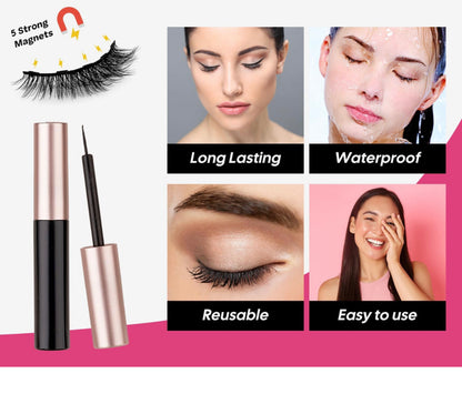 Magnetic Eyelashes, Eyeliner Set, Long Lasting eyelashes, False eyelashes, Mink Waterproof Eye Lashes, Extension lashes, Reusable eyelashes, Beauty Makeup Tool, Magnetic Eyelashes, with Eyeliner, Most Natural Looking eyelashes, Magnetic Lashes Kit, with Applicator, Best 8D, 3D Look, Reusable Fake Eye Lash, No Glue eyelashes, Strongest Waterproof Liquid Liner, velvet, hair, makeup, tools, fake eyelashes , beauty store