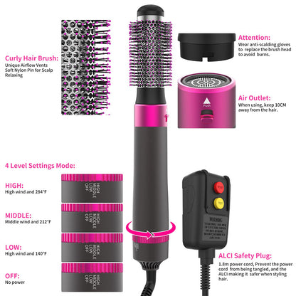 Professional 5 In 1 Hair Dryer Brush, Straightening Brush, Electric Hair Styling Tool, Automatic Hair Curler, Beauty Supplies Gadgets, velvet, hair, hair accessories , essential hair products, hair detailing , hair styling, curly hair products , straight hair products , wavy hair products 